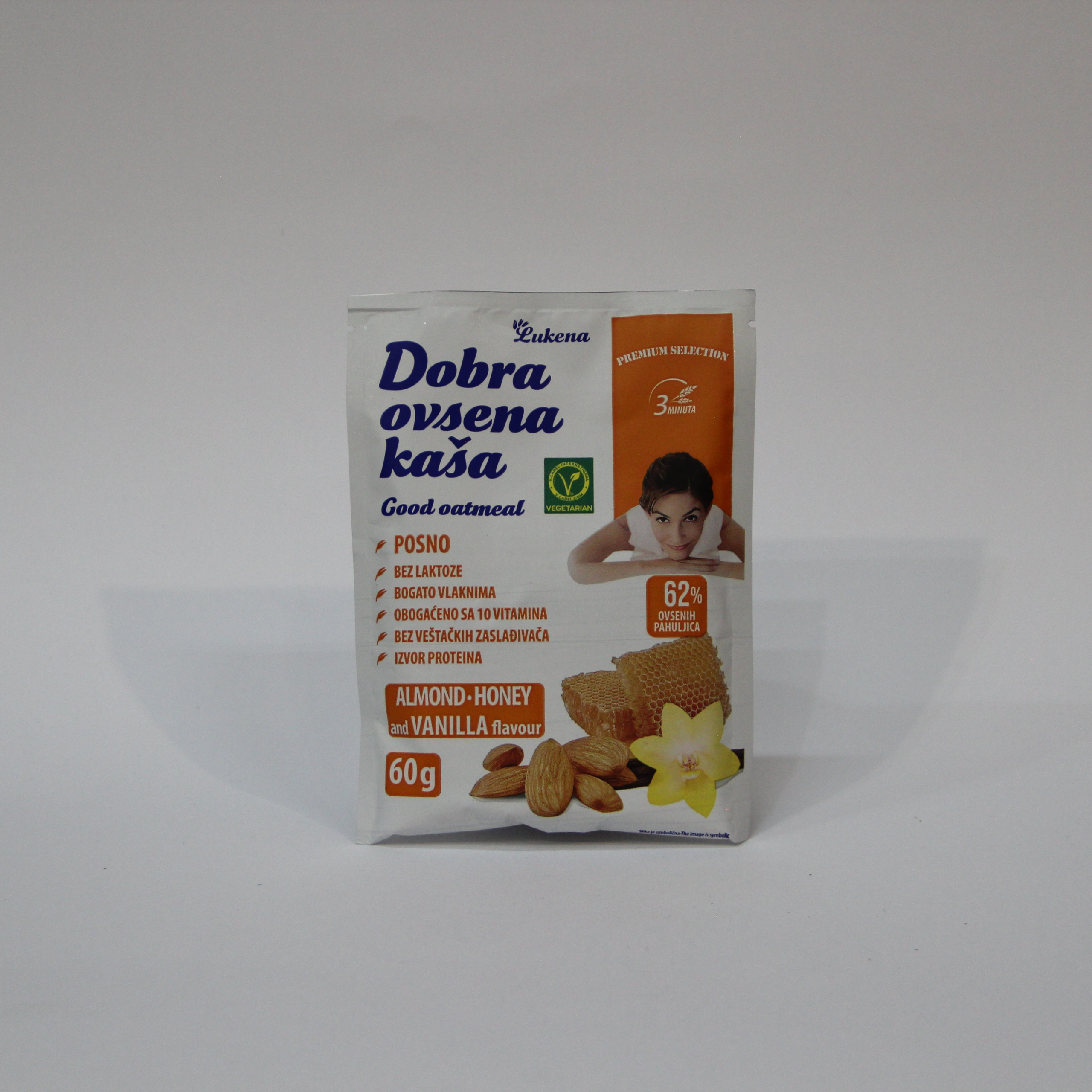 Dobra ovsena kaša sa bademima, medom i ukusom vanile 60g